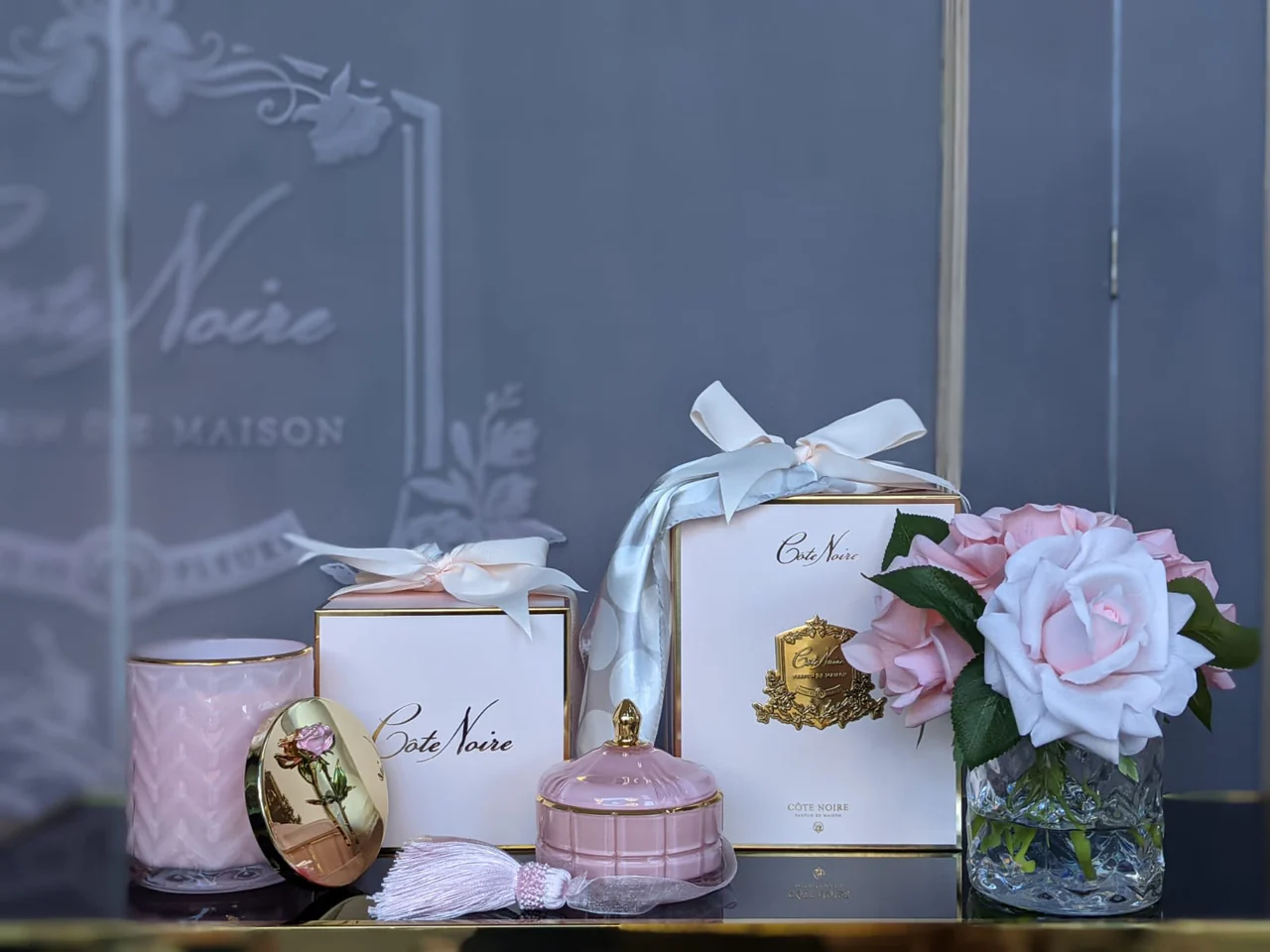 Bouquet Chevrons 5 Roses Mixed Pink Vase Clair-4