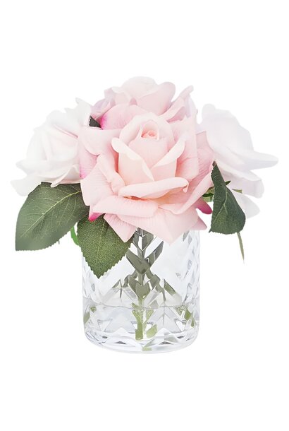 Bouquet Chevrons 5 Roses  Mixed Pink Vase Clair