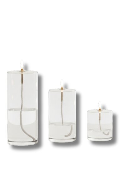 Transparent Cylindrical Glass Oil Lamp H.20cm