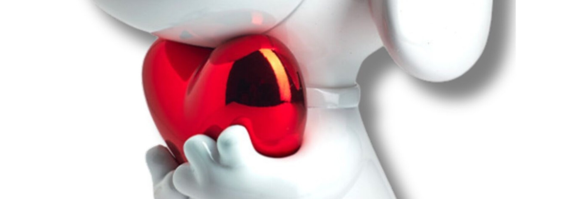 Snoopy Coeur Blanc Mat & Rouge Chromé 55cm