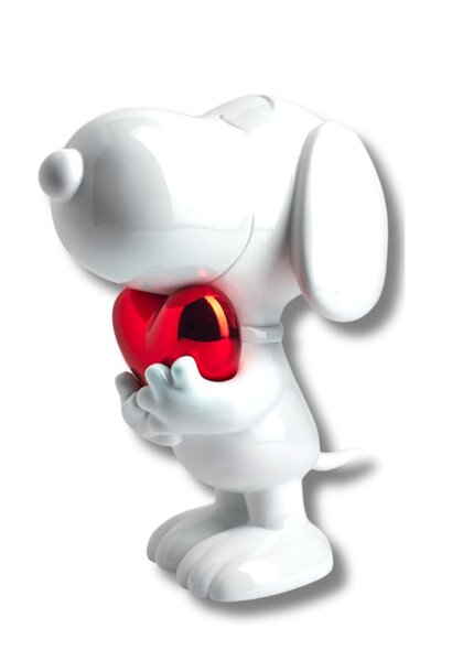Snoopy Coeur Blanc Mat & Rouge Chromé 55cm
