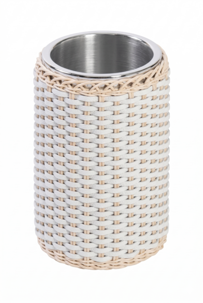Rafraîchisseur de Bouteille Menton en Rotin Natural & Golf White