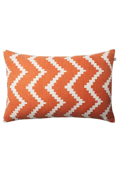Coussin Outdoor Ikat Sema -  Apricot Orange  & Off White 40x60cm