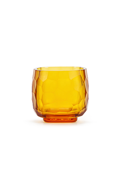 Tealight Holder Yava Hand-Blown Glass Clear Gold