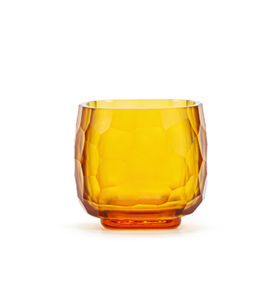 Tealight Holder Yava Hand-Blown Glass Clear Gold-1