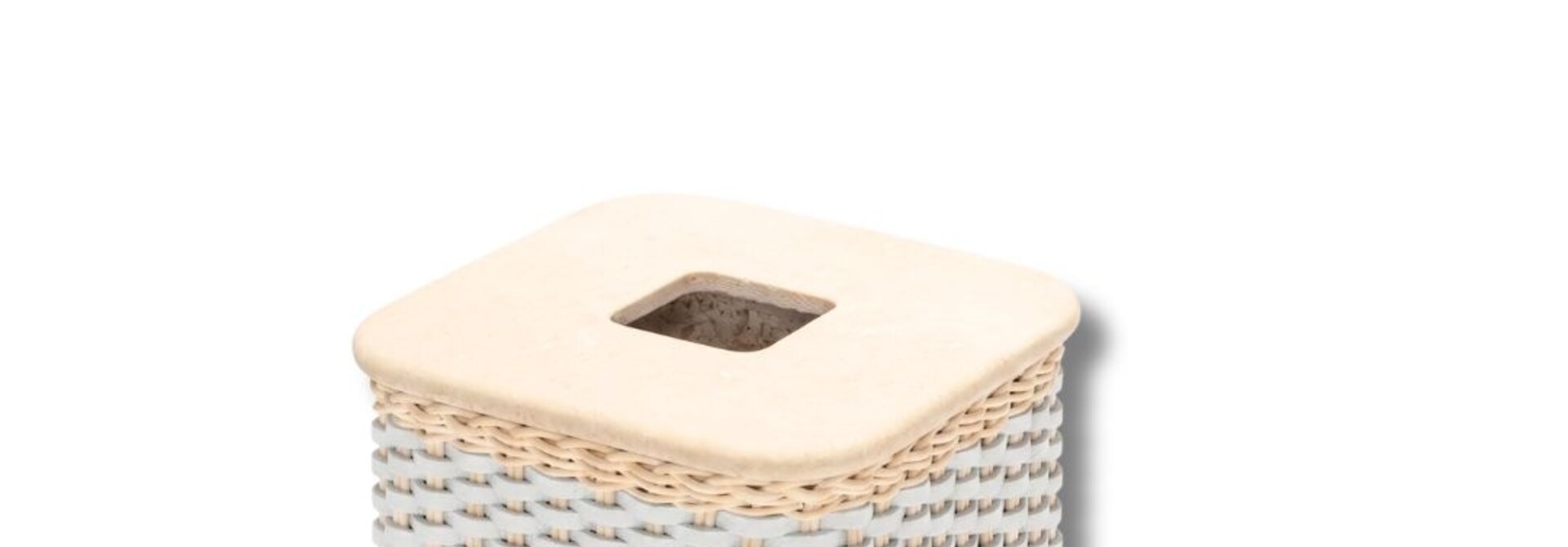 Courbet Square Tissue Holder Rotin Natural & Golf Ice