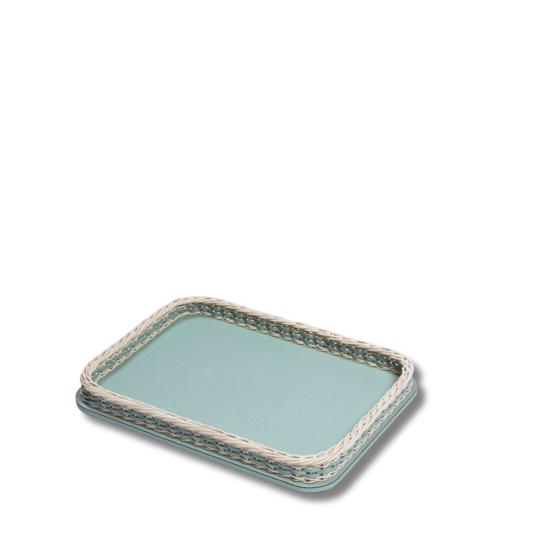 Orsay Rectangular Tray Rotin & Golf Sky - 33x21x6cm-1