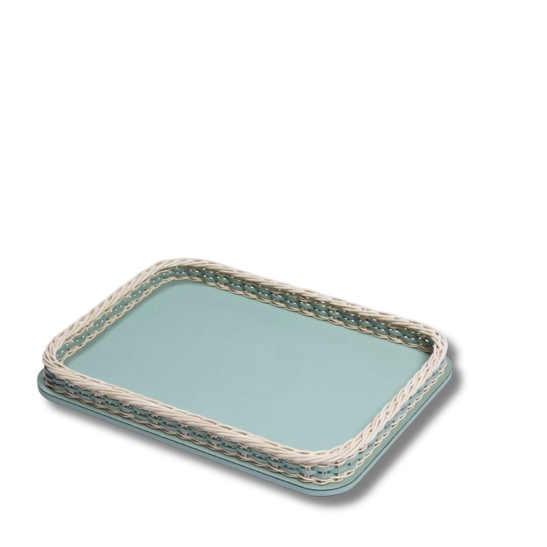 Orsay Rectangular Tray Rotin & Golf Sky - 33x21x6cm-6