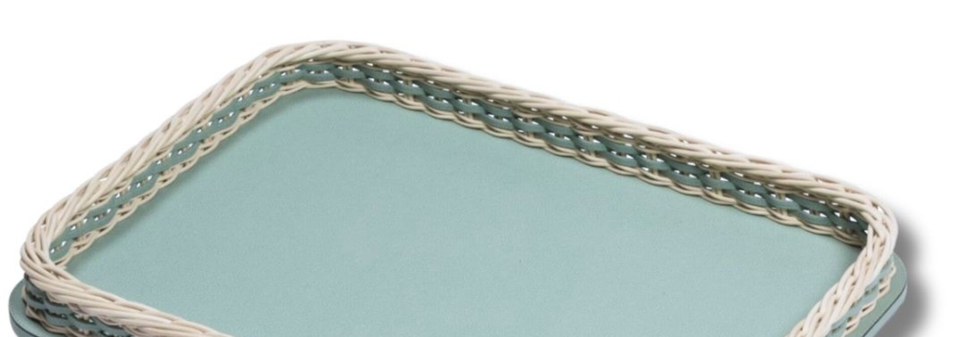 Orsay Rectangular Tray Rotin & Golf Sky - 40x28x6cm