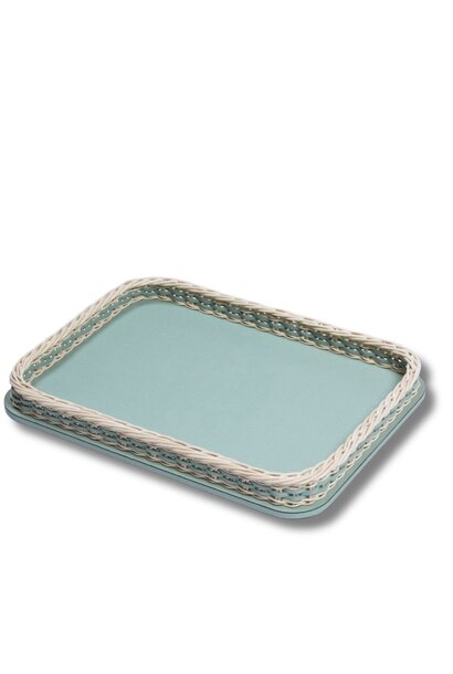 Orsay Rectangular Tray Rotin & Golf Sky - 40x28x6cm