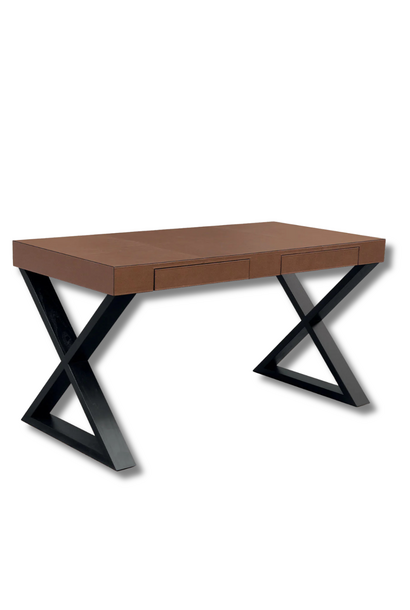 Giobagnara XX Desk Wengé & Golf Rust Leather