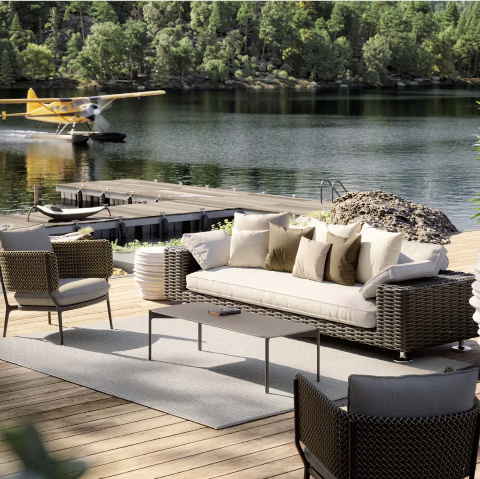 Bellmonde Lounge Chair tissu Glan Drift 82x81x73cm-4