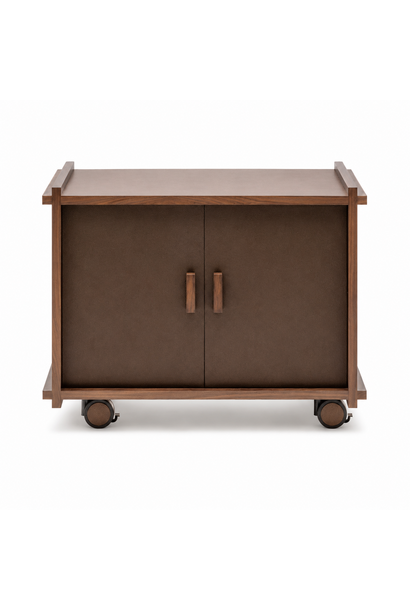 Chariot Bar Structura Cuir & Bois Moka