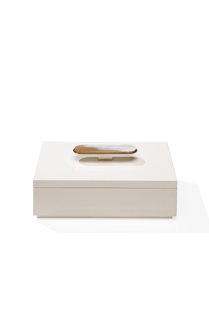 Priora Box Lacquered Wood & Ivory Horn 28cm