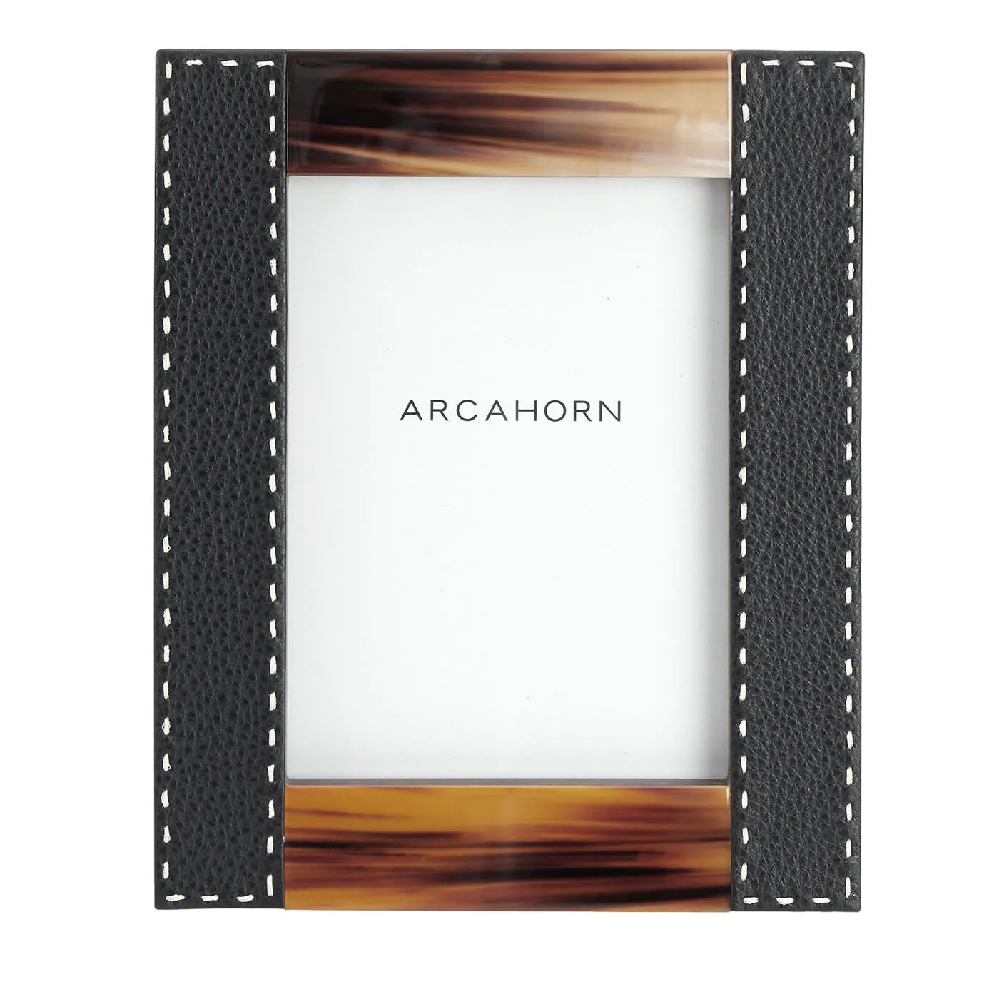 Cadre Photo Dorotea en Corne & Cuir Noir 19x24cm-1