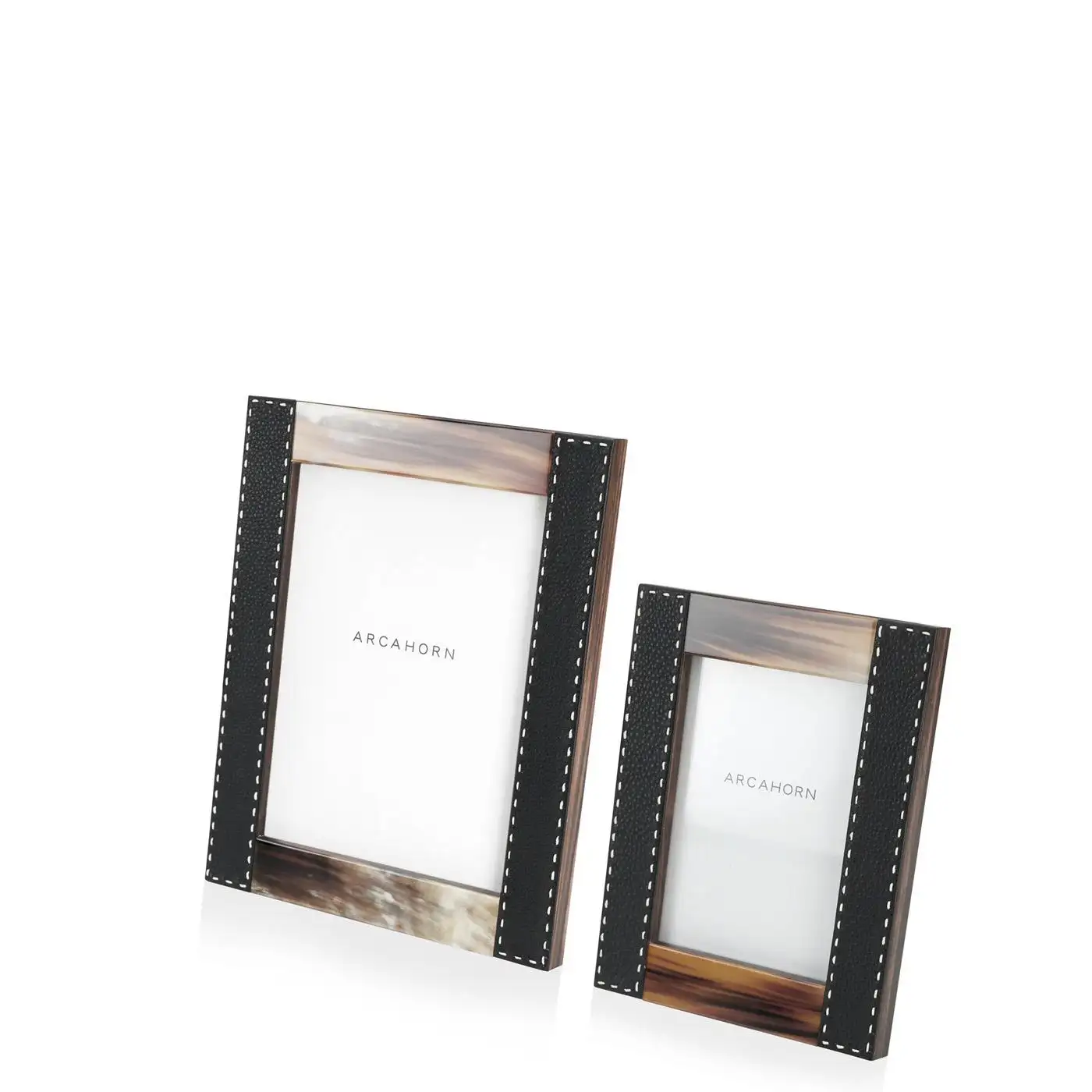 Cadre Photo Dorotea en Corne & Cuir Noir 19x24cm-5
