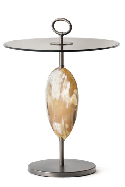 Macari Side Table Horn & Burnished Brass