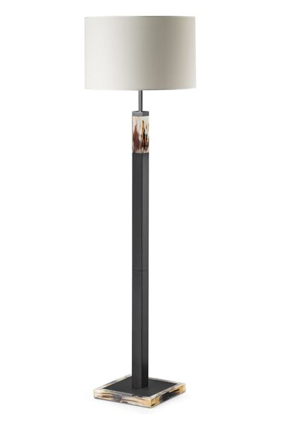 Alma Floor Lamp in Horn & Black Leather