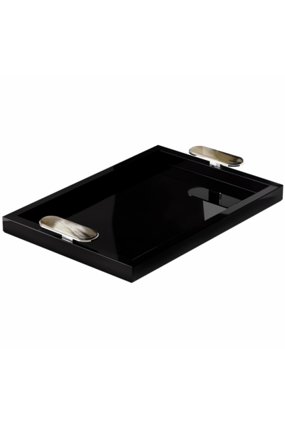 Plateau Berro Bois Laqué Noir & Corne