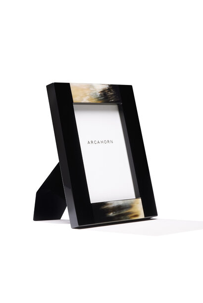 Medea Photo Frame Black Lacquered Wood & Dark Horn 19x24cm