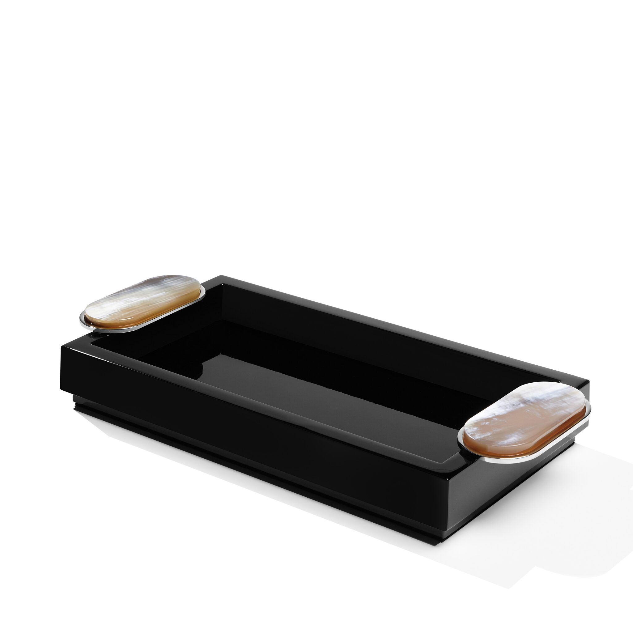 Plateau Argentella Bois Laqué Noir & Corne-3