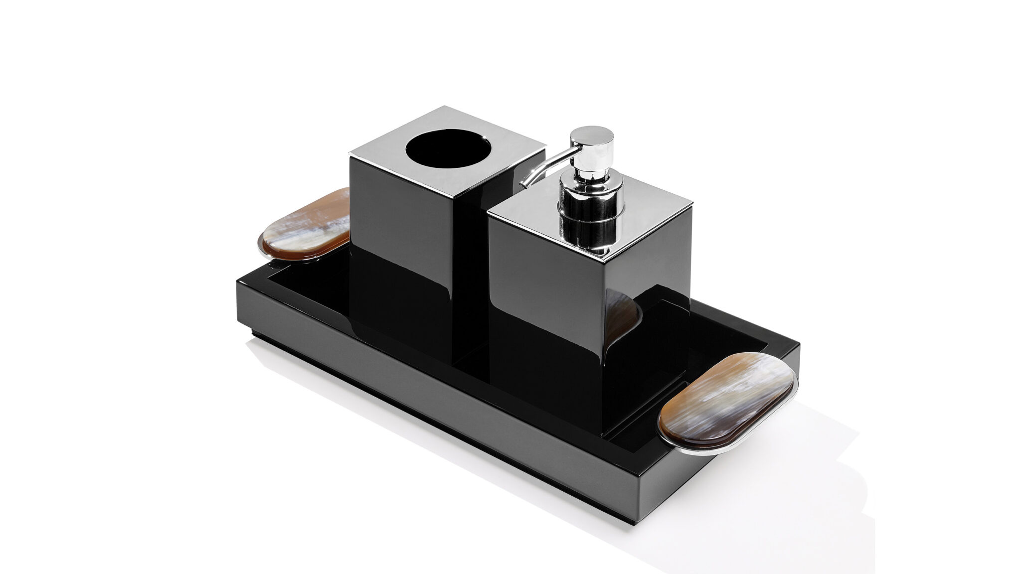 Plateau Argentella Bois Laqué Noir & Corne-6
