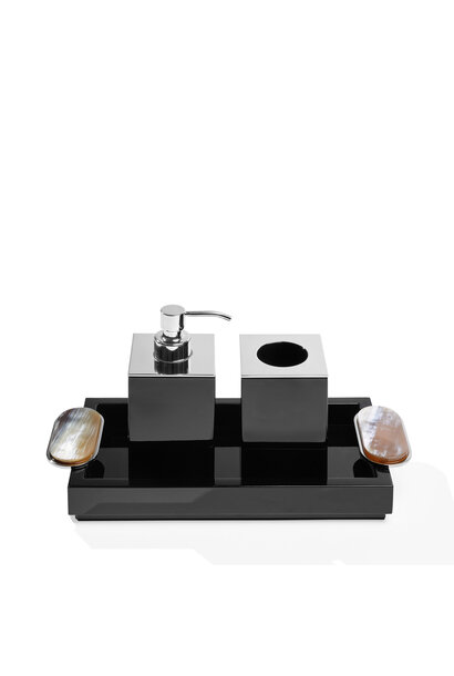 Plateau Argentella Bois Laqué Noir & Corne