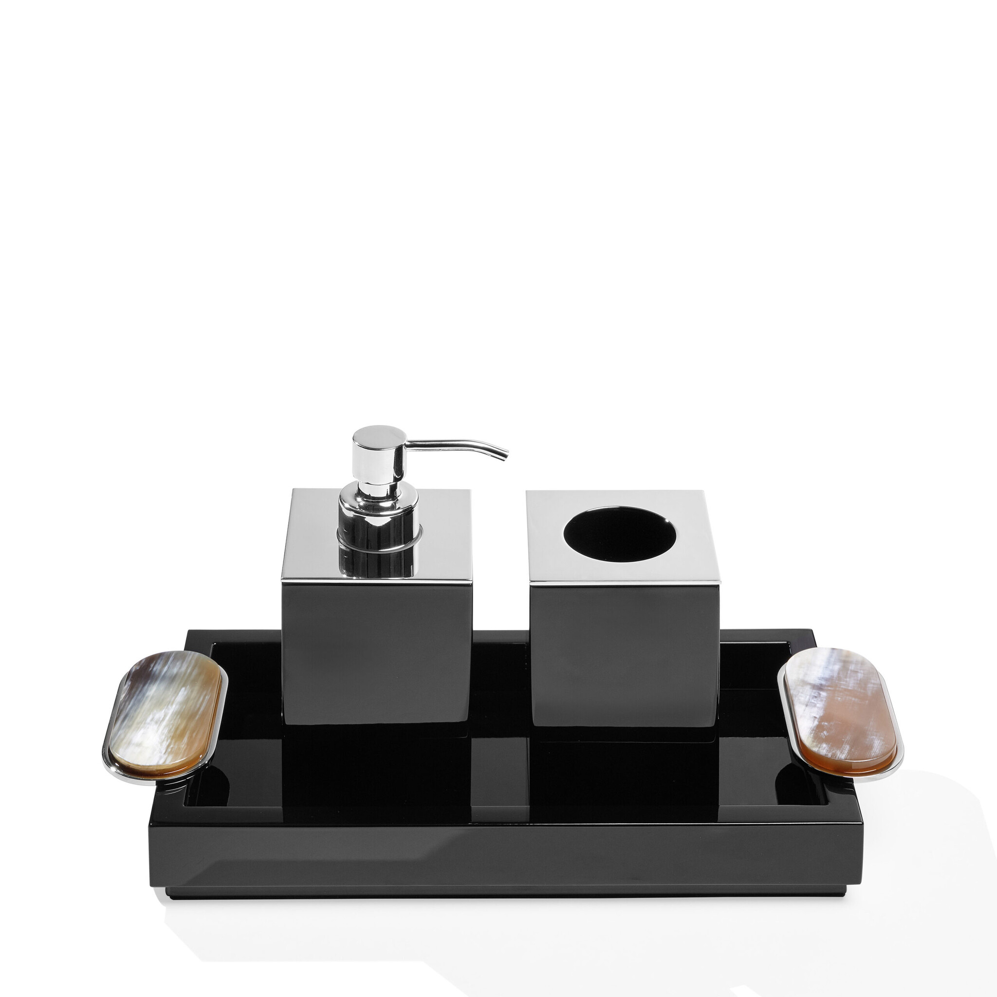 Plateau Argentella Bois Laqué Noir & Corne-1
