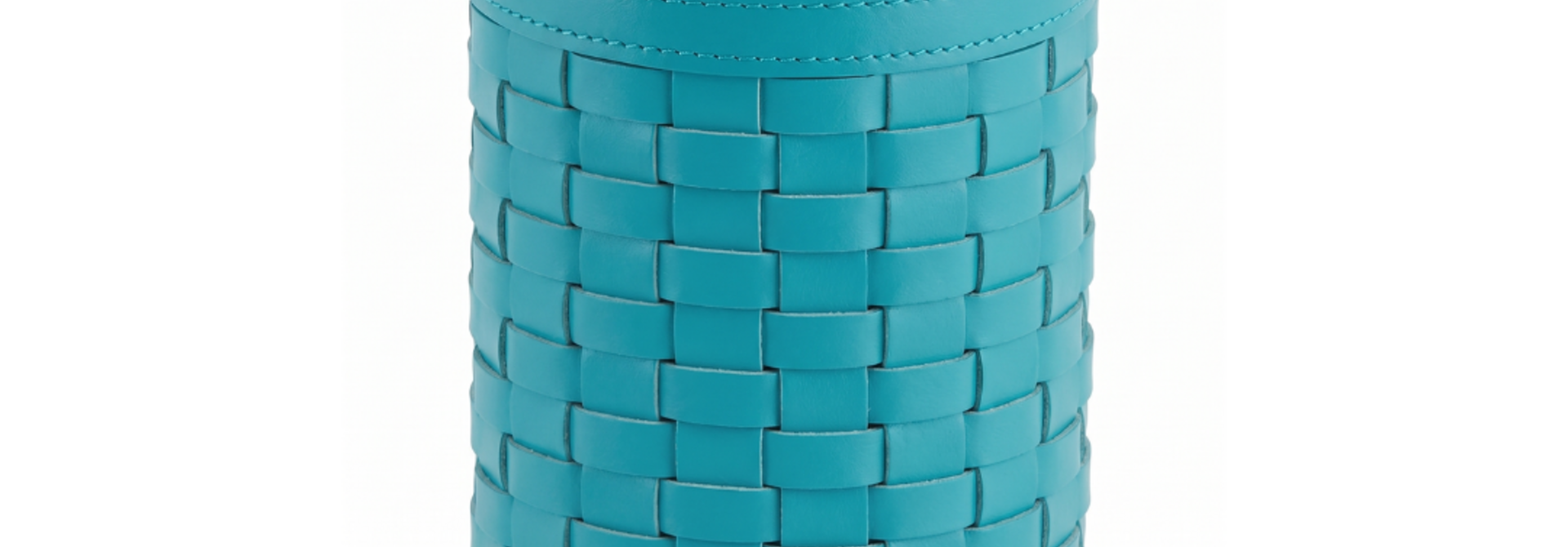 Turquoise Woven Leather Bottle Cooler Barcellona - 15 × 22 cm