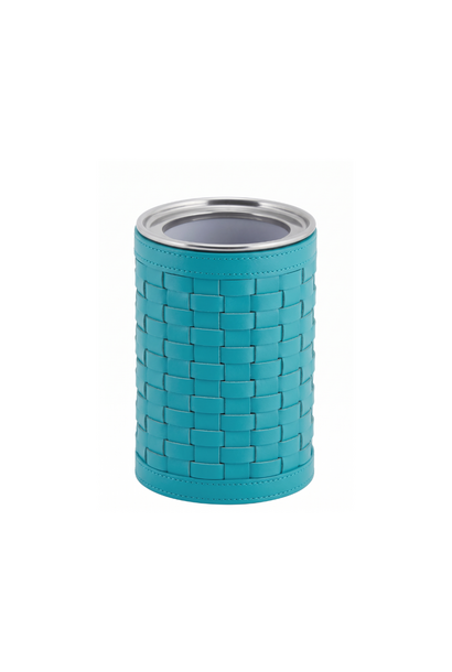 Refroidisseur Barcellona de Bouteille en Cuir Tressé Turquoise - 15x22cm