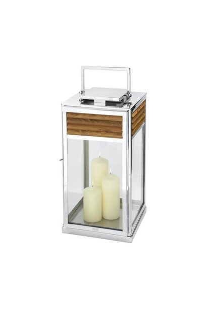 Genua Teak & Stainless Steel Lantern H 60 cm