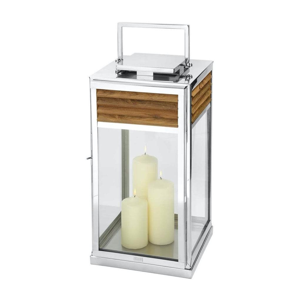 Lanterne Genua Teck Naturel & Acier Inoxydable H 60 cm-1