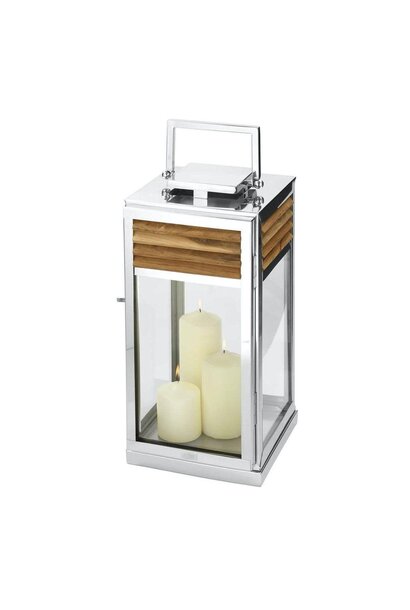 Genua Teak & Stainless Steel Lantern H 51 cm