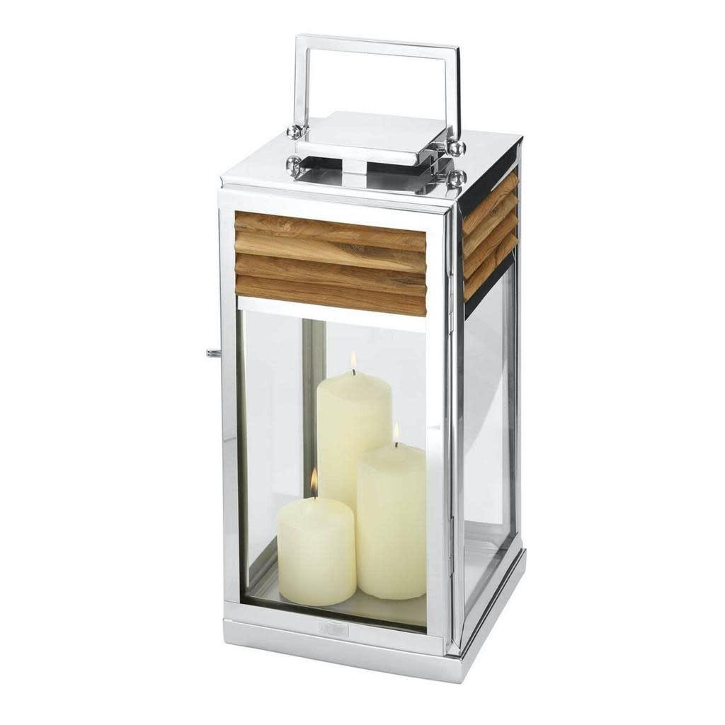Lanterne Genua Teck Naturel & Acier Inoxydable H 51 cm-1