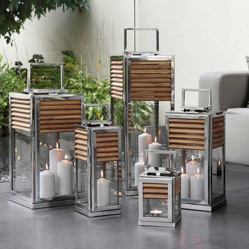 Lanterne Genua Teck Naturel & Acier Inoxydable H 51 cm-2