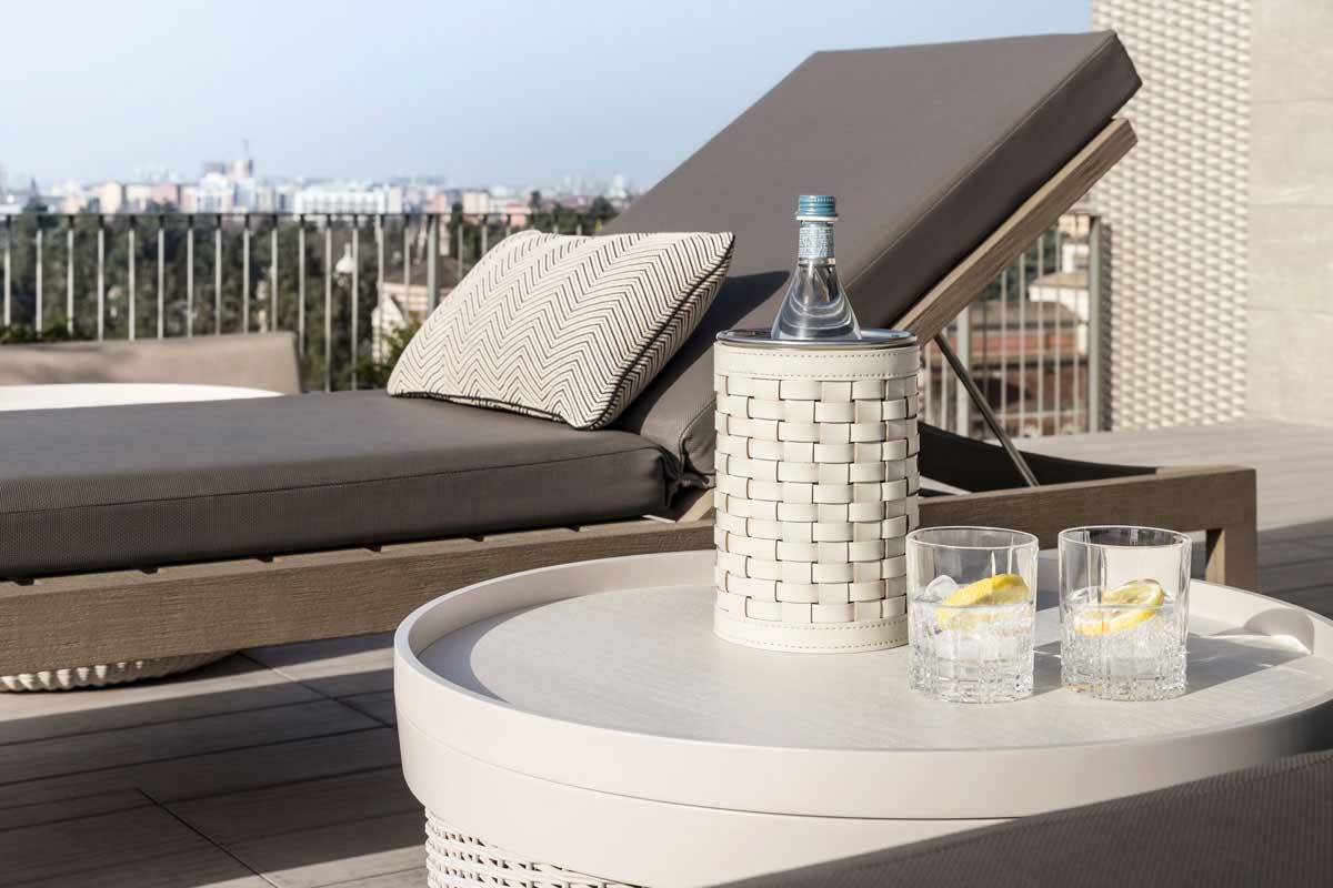 Refroidisseur de Bouteille Barcelona en Cuir Tressé White Outdoor-2