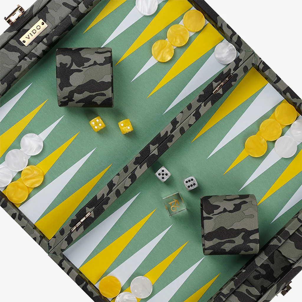 Backgammon Camouflage en Cuir Vegan Medium-2