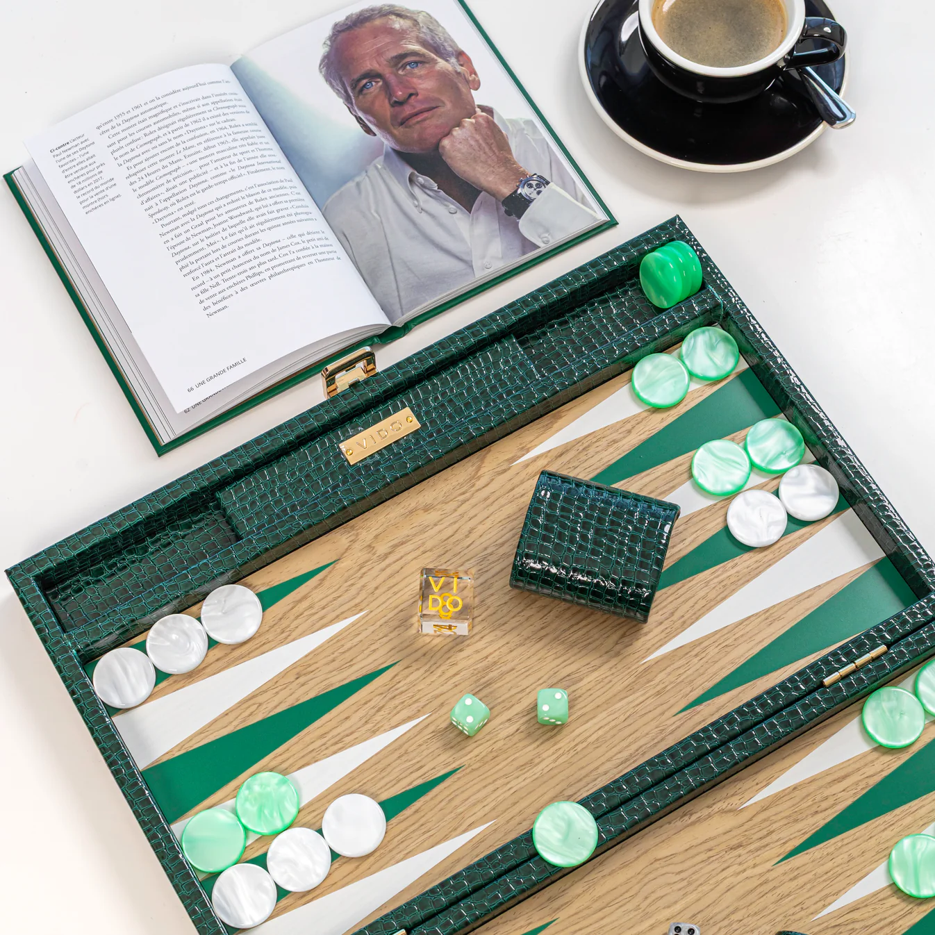 Backgammon Medium Vert Britannique Effet Alligator-3