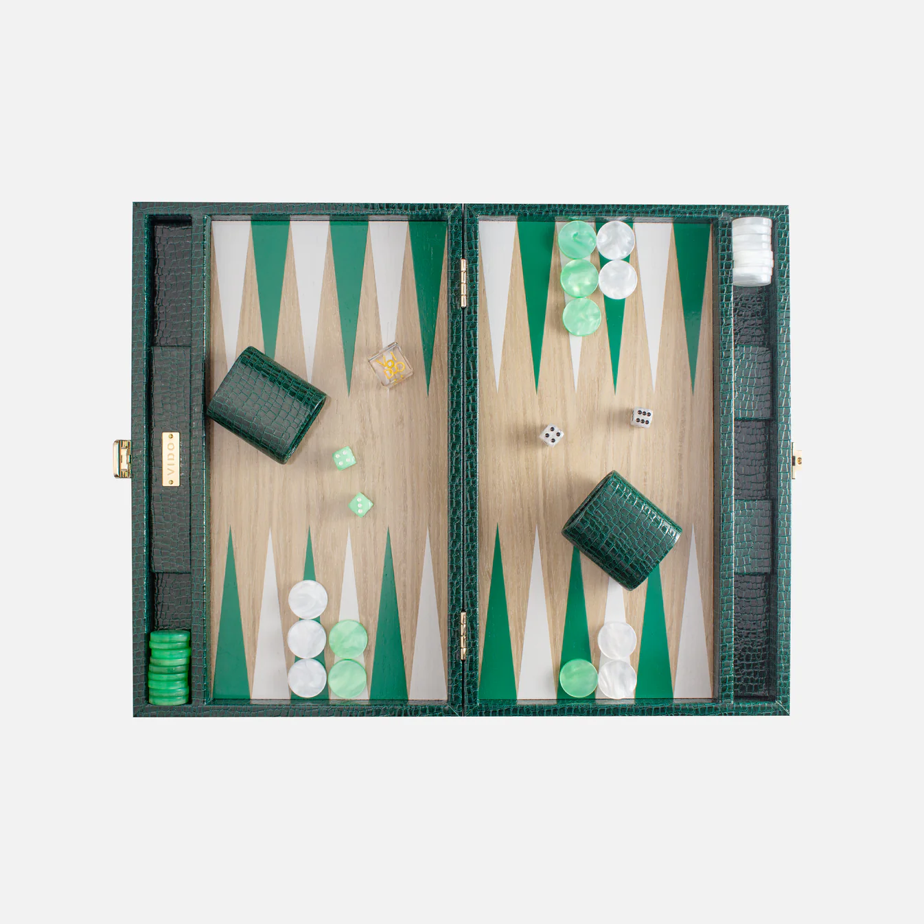 Backgammon Medium Vert Britannique Effet Alligator-2