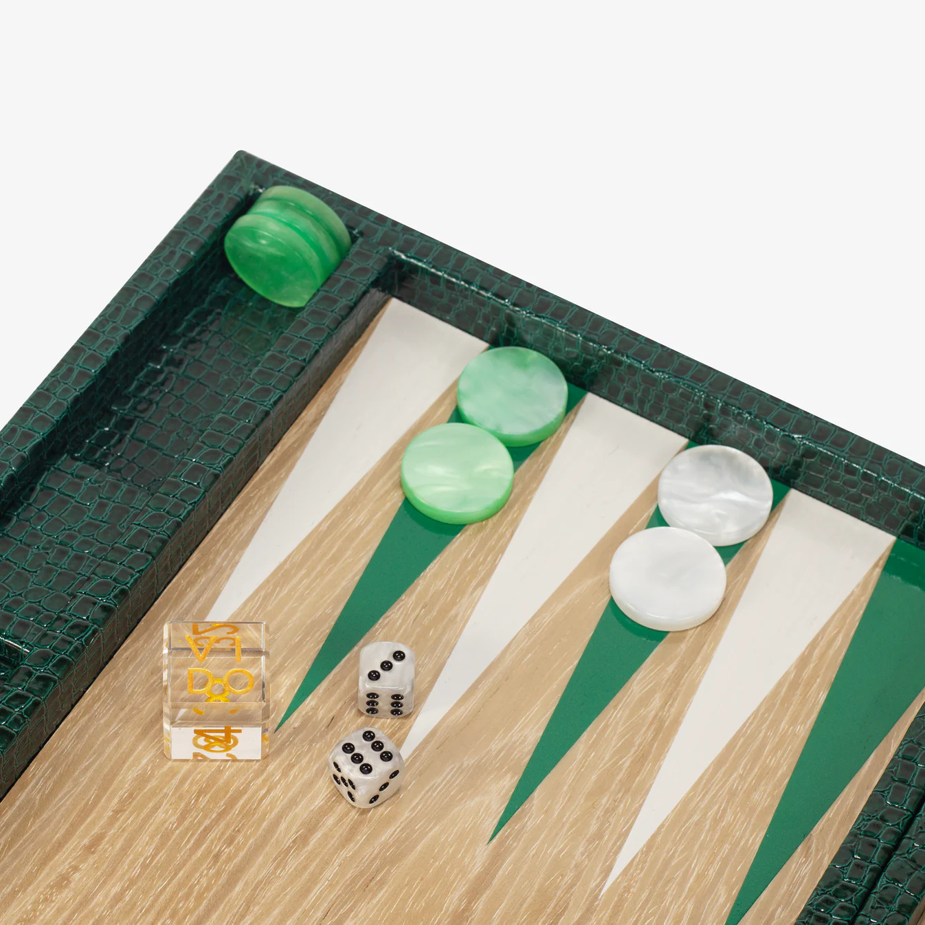 Backgammon Medium Vert Britannique Effet Alligator-5