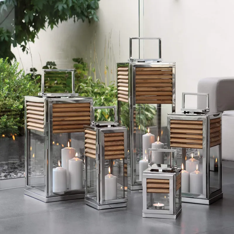 Lanterne Genua Teck & Acier Inoxydable H 45 cm-4