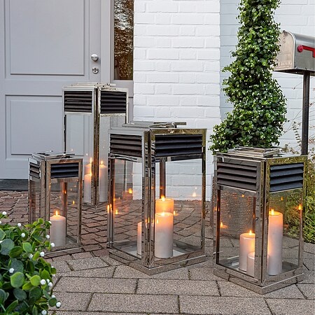 Lanterne Genua Teck Noir & Acier Inoxydable H 60 cm-4