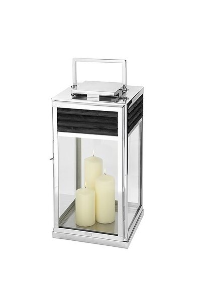 Lanterne Genua Teck Noir & Acier Inoxydable H 60 cm