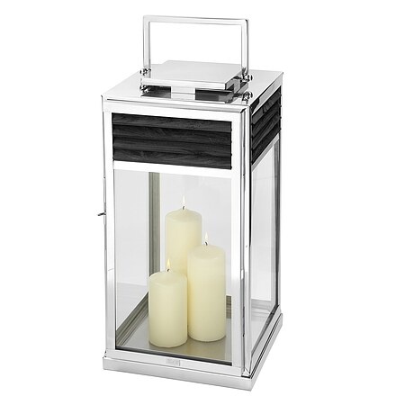 Lanterne Genua Teck Noir & Acier Inoxydable H 60 cm-1