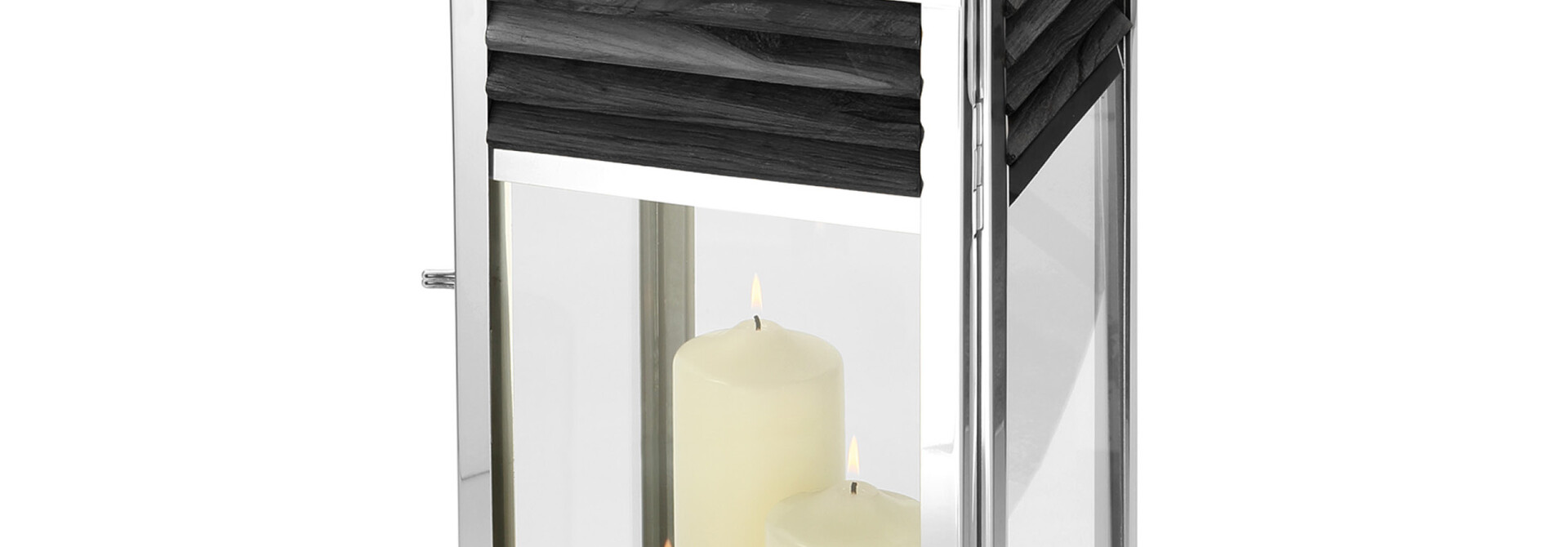 Lanterne Genua Teck Noir & Acier Inoxydable H 51 cm