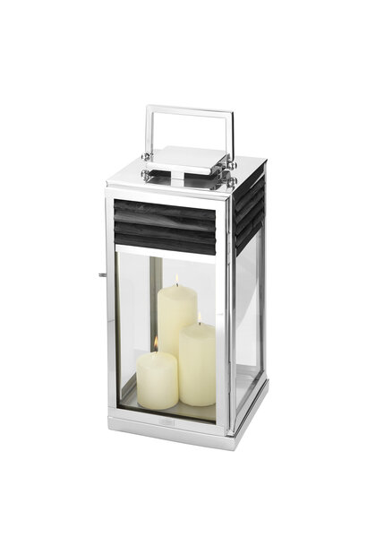 Lanterne Genua Teck Noir & Acier Inoxydable H 51 cm