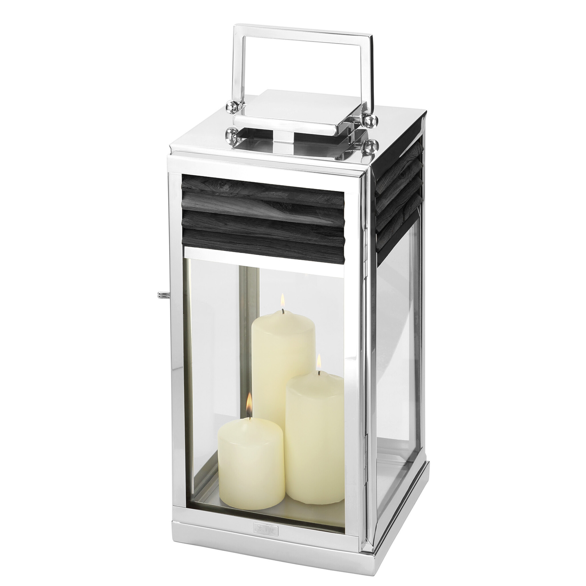 Lanterne Genua Teck Noir & Acier Inoxydable H 51 cm-1