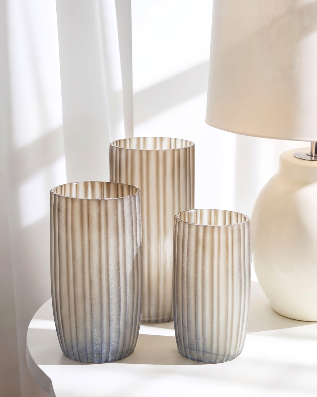 Vase Siena Verre Transparent Gris Fumé L-3