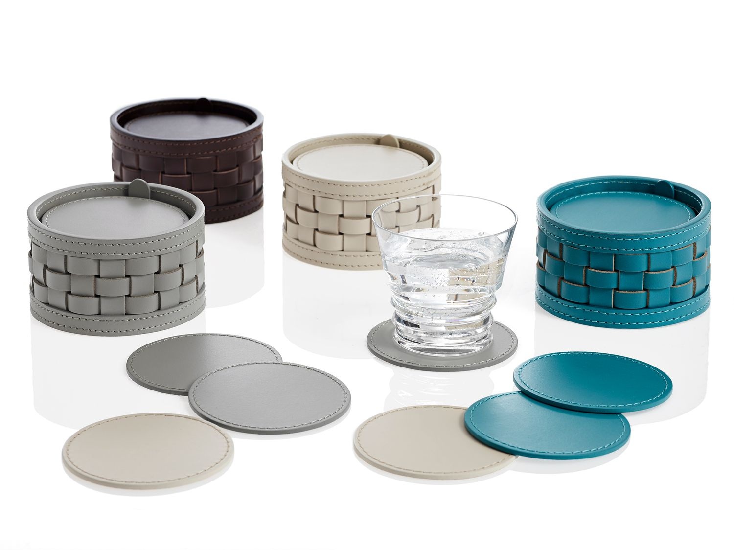 Set de 10 Sous-Verres Barcellona Cuir Outdoor Turquoise-3