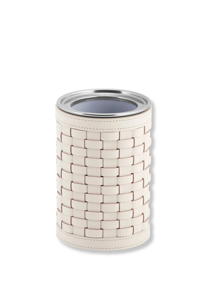 Refroidisseur de Bouteille Barcellona en Cuir Tressé White Outdoor